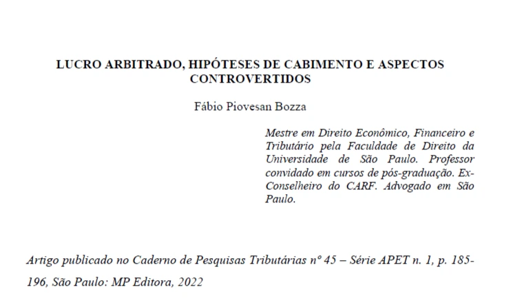 Lucro arbitrado, hipóteses de cabimento e aspectos controvertidos