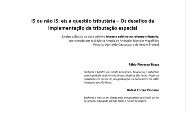 IS ou não IS: eis a questão tributária
