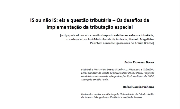 IS ou não IS: eis a questão tributária